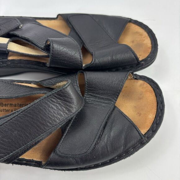 Finn Comfort Sandals Women's Slingback Black Leather Buckle sz 38 D US 7 Strappy - Picture 14 of 15